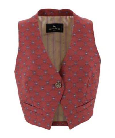 Etro Patterned Single-buttoned Vest In Animal Print