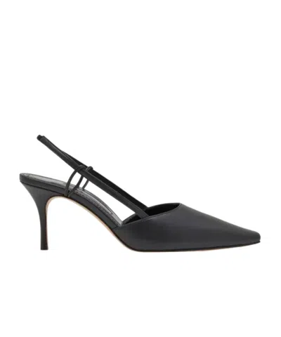 Manolo Blahnik Touki 70 Leather Slingback Pumps In Black