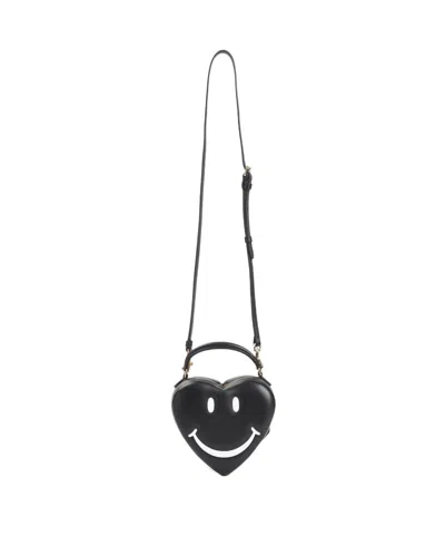 Moschino Heart-shaped Shoulder Bag With Adjustable Strap And Gold-tone Details In Black