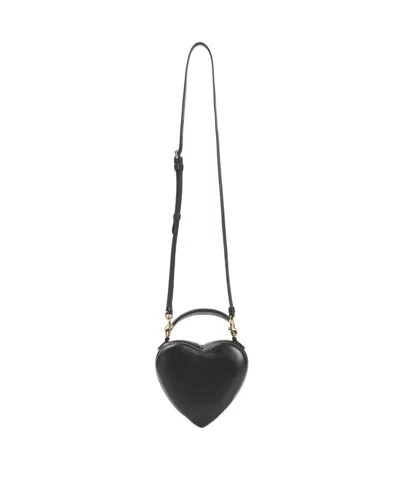 Moschino Heart-shaped Shoulder Bag With Adjustable Strap And Gold-tone Details In Black