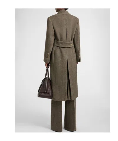 Ermanno Scervino Herringbone Double-breasted Coat In Brown