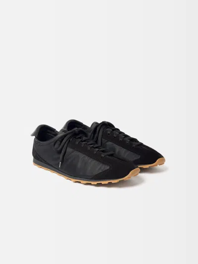 Jacquemus Smooth Suede-textured Sneakers With Contrasting Rubber Sole In Black