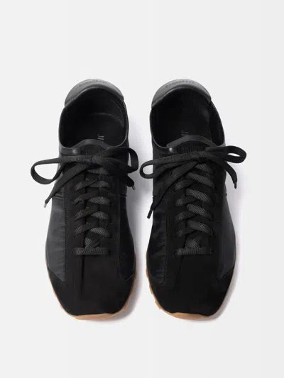 Jacquemus Smooth Suede-textured Sneakers With Contrasting Rubber Sole In Black