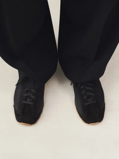 Jacquemus Smooth Suede-textured Sneakers With Contrasting Rubber Sole In Black