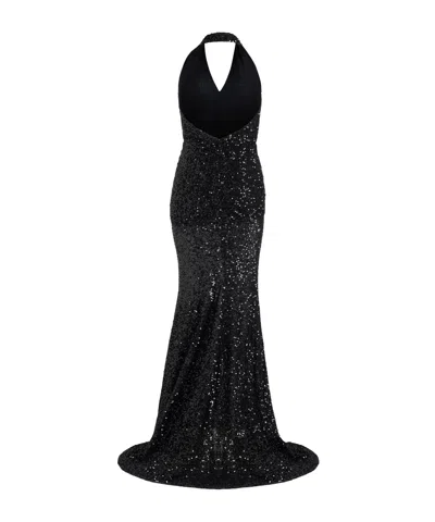 Patou Sequinned Halterneck Maxi Dress In Black