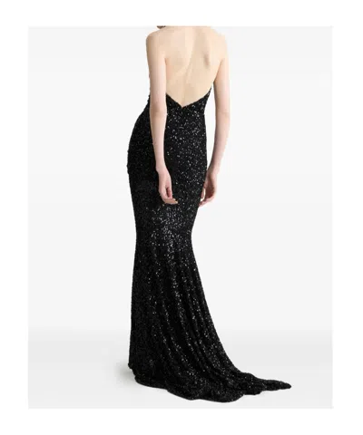 Patou Sequinned Halterneck Maxi Dress In Black