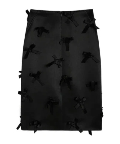 Jil Sander Satin Skirt With Embroidered Bows In Black