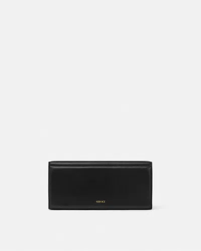Versace Lamb Leather Chain Strap Clutch Bag In Black