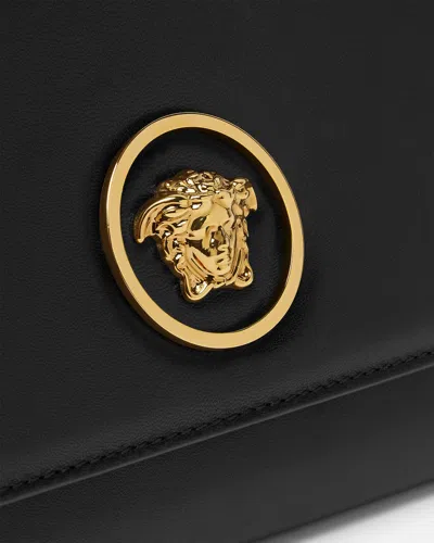 Versace Lamb Leather Chain Strap Clutch Bag In Black
