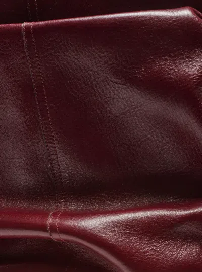 Balmain Textured Leather Wedge Ankle Boot In Burgundy