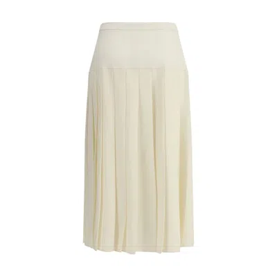 Alessandra Rich Womens White Pleated High-waist Stretch-wool Blend Midi Skirt In White
