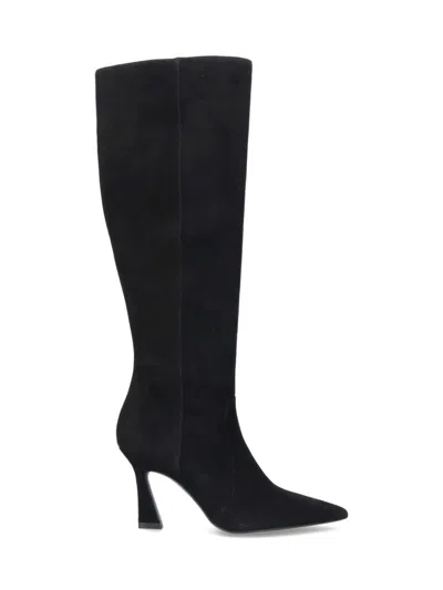 Stuart Weitzman Knee-high Boots With Pointed Toe And Curved Heel In Black