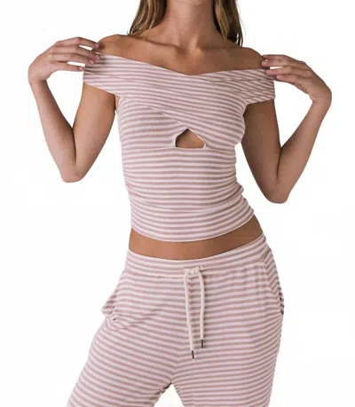 Chaser Kimpton Stripe Tank Top In Khaki Stripe In Pink