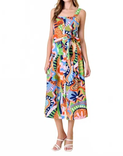 Fore Collection Abstract Print Midi Dress In Multicolor In Multi