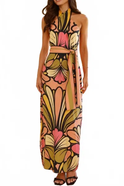 Sundayup Retro Bloom Halter Maxi Dress In Multicolor In Multi