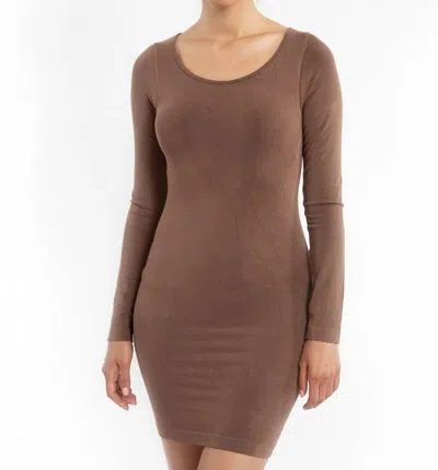 Elietian Reversible Long Sleeve Dress In Toffee In Brown