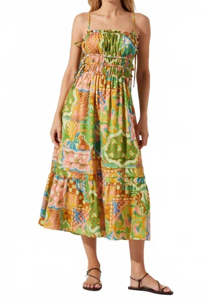 Astr The Label Elisabeth Mix Print A-line Dress In Green