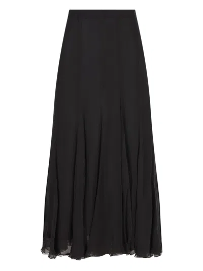 Chloé Maxi Skirt With Sheer Overlay And Flowy Design In Black