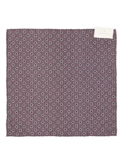 Brunello Cucinelli Geometric-pattern Pocket Square In Purple