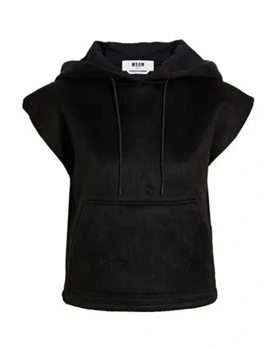 Msgm Woman Sweatshirt Black Size Xl Acrylic, Viscose, Polyester In Animal Print