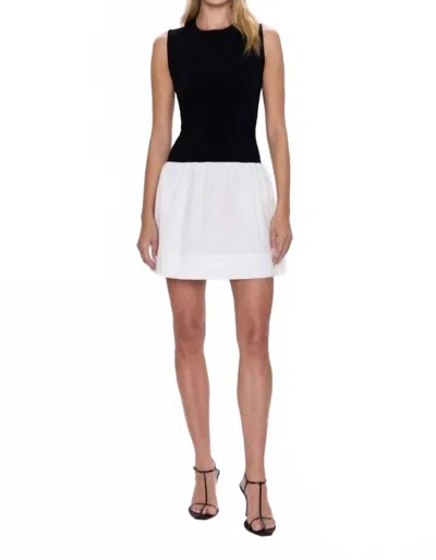 Pistola Adrienne Mixed Media Mini Dress In Noir And Le Blanc In Multi