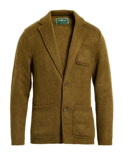 Irish Crone Man Cardigan Military Green Size 42 Acrylic, Polyamide, Mohair Wool In Green