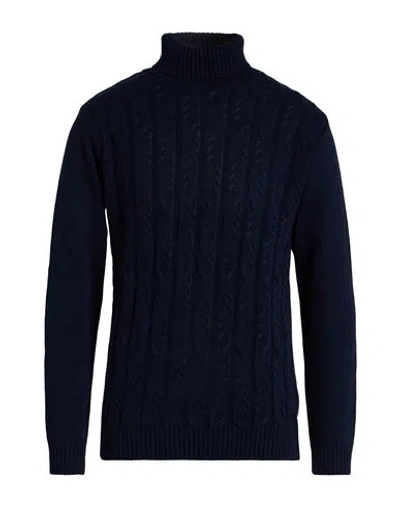 Paul Miranda Man Turtleneck Midnight Blue Size Xl Acrylic, Wool In Blue