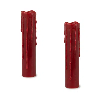 Hivvago Red Led Dripping Wax Designer Candle With Remote (set Of 2)