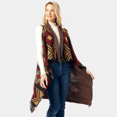 Truedames Aztec Pattern Button Vest In Multi