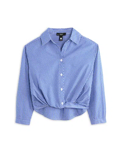 Aqua Girls' Poplin Woven Roll Front Shirt - Big Kid In Blue