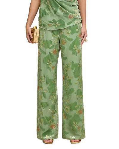 Cult Gaia Stacie Silk Embroidered Pants In Green