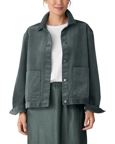 Eileen Fisher Organic Cotton Stretch Corduroy Jacket In Green