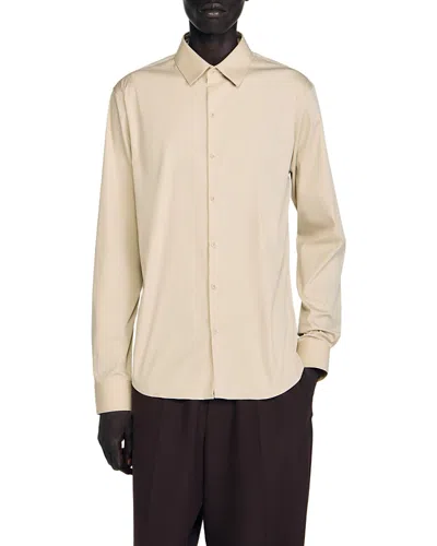 Sandro Plain Shirt In Sand
