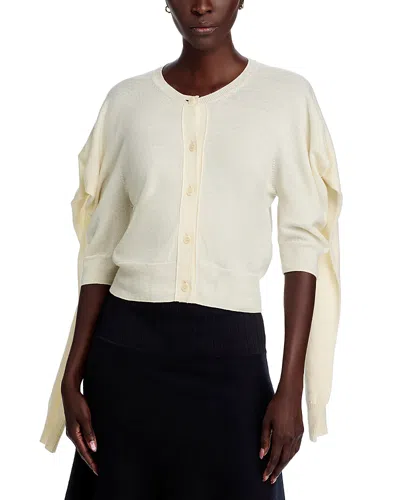 Issey Miyake Wool Four Sleeved Cardigan In White