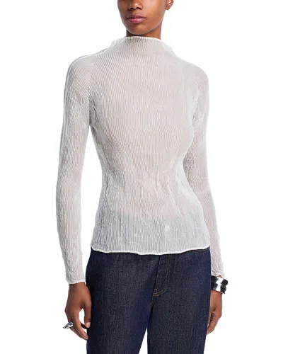 Issey Miyake Chiffon Twist Long Sleeve Top In White