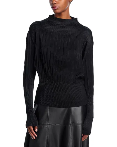 Issey Miyake Faux Suede Puff Pleats Top In Black