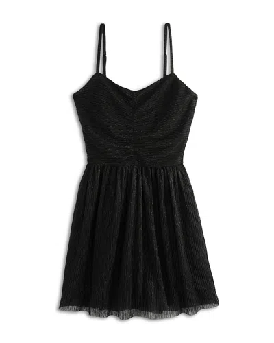 Katiejnyc Girls' Sabrina Ruched Shimmer Mini Dress - Big Kid In Black