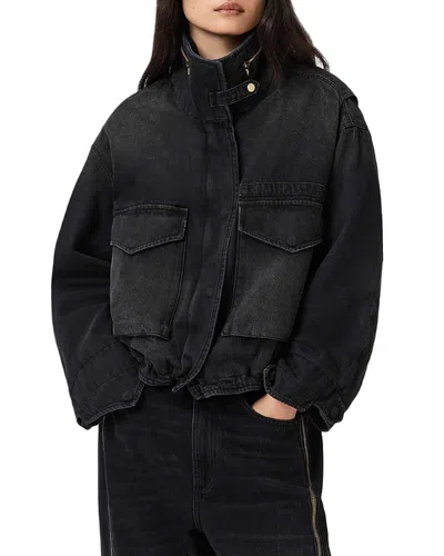 Allsaints Clasy Denim Zip Jacket In Black