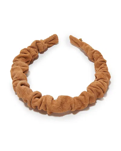 Lele Sadoughi Jessie Suede Scrunchie Headband In Sand