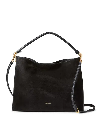 Veronica Beard Vida Medium Suede Shoulder Bag In Black