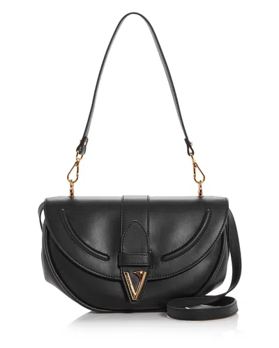 Versace Virtus Medium Leather Shoulder Bag In Black