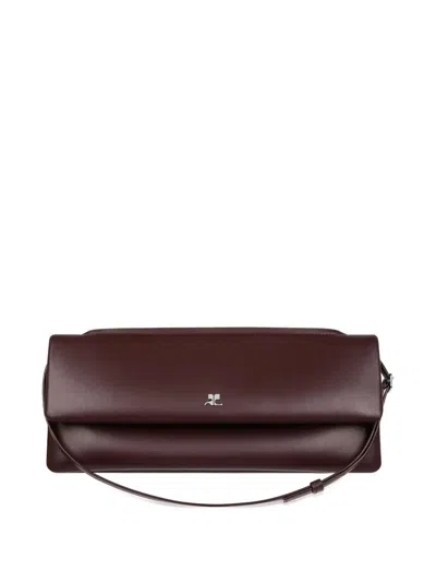 Courrèges Shoulder Bag Cuff Design Adjustable Strap In Burgundy