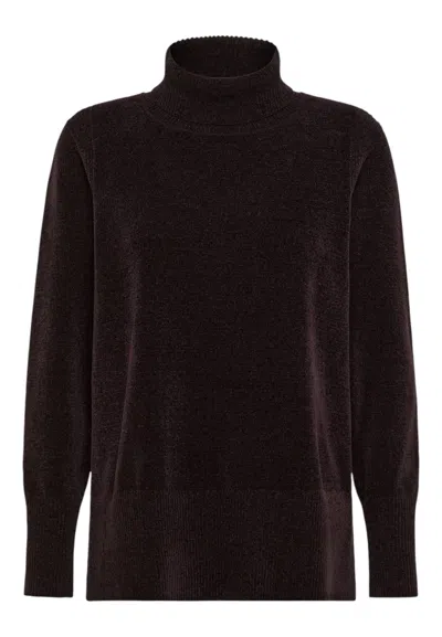 Rrd Velvet Vent Turtleneck Wom Knit In Burgundy