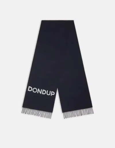 Dondup Man Scarf Midnight Blue Size - Virgin Wool In Blue