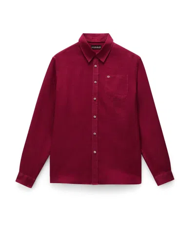 Napapijri Shirts Man  G-linen Ls Np0a4hq2 R1e1 ♪ In Red