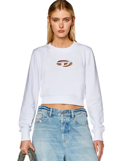 Diesel Cropped Sweatshirt With Cut-out Logo In White
