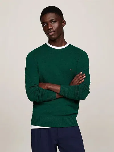 Tommy Hilfiger Cable Knit Crewneck Sweater In Green