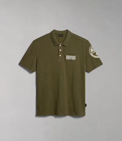 Napapijri Polo Man  E-amundsen Np0a4h6a Gae1 Green Lichen In Green