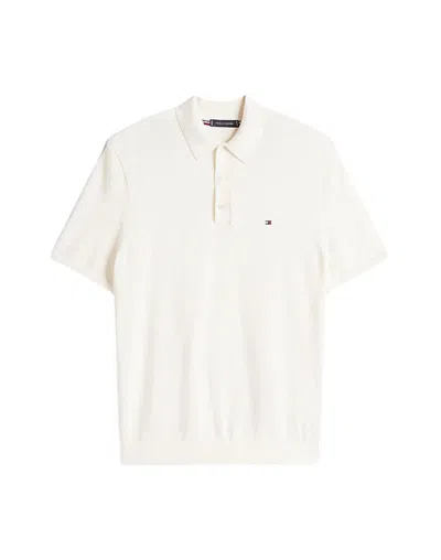 Tommy Hilfiger Polo Man  Mw0mw38465 Interlock Placket Ybr White In White