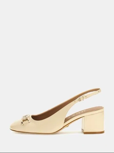 Guess Decollett And Egrave; And Shoes With Woman Heel  Fltcl2 Paf05 Calide2 Ivory In Neutral